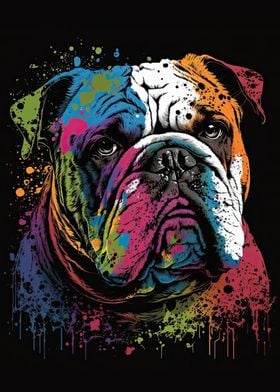 Bulldog Watercolor Splash