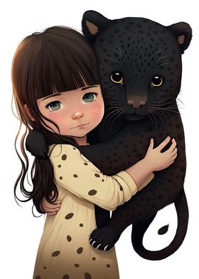 Black panther and Girl Hug
