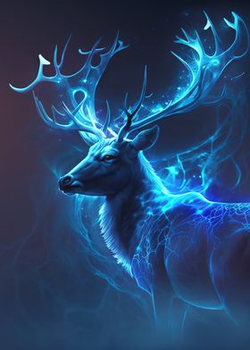 Blue Deer Glowing