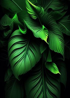 Abstract Green Leaves