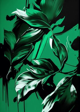 Abstract Green Leaves