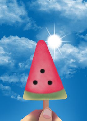 Watermelon ice cream pop