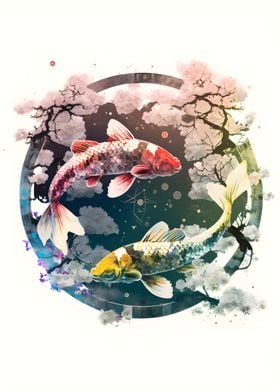 2 koi fish red and gold