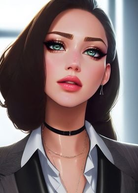 Anime Brunette Portrait