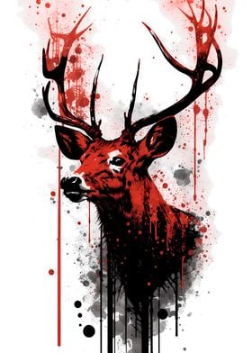 Buck Deer Ink Painting