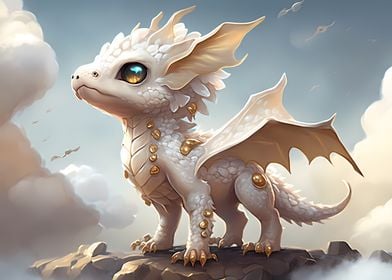 White and Gold Baby Dragon