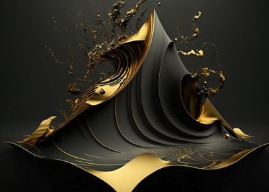 Abstract art gold black 1