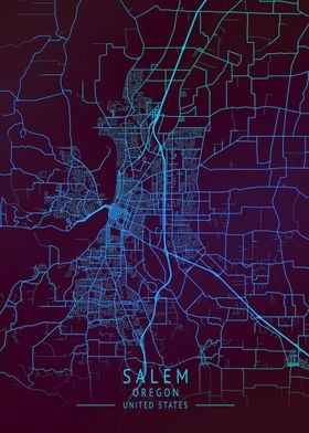 Salem Oregon USA City Map