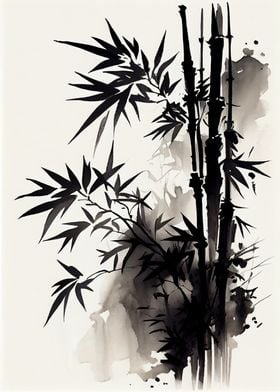 Calming Bamboo Ink Wash