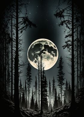 Full moon forest art