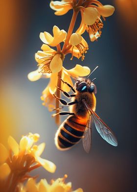 Cute bee on a flower art