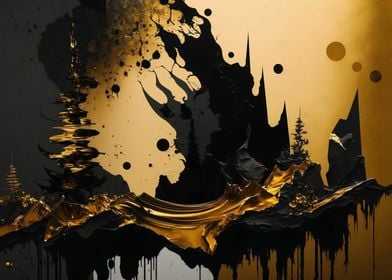 Abstract art gold black 4