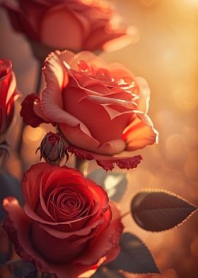 red rose sunlight 