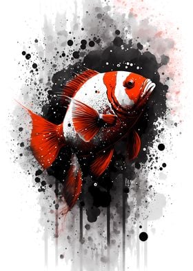 Clownfish Ink Painting