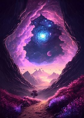 Purple galaxy landscape