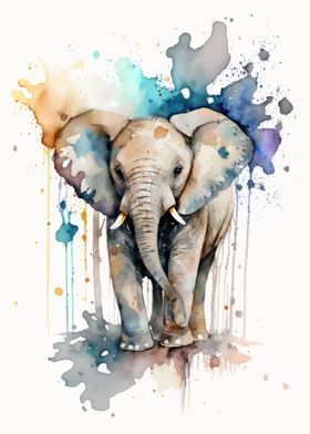 Baby Elephant Watercolor