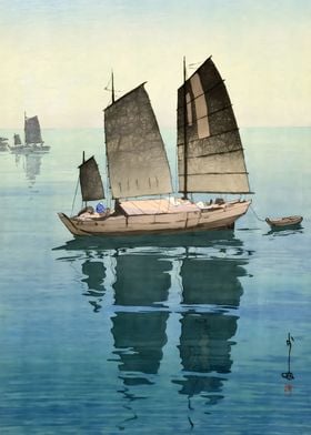 Ukiyo e Sailboats Forenoon