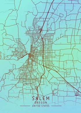 Salem Oregon USA City Map