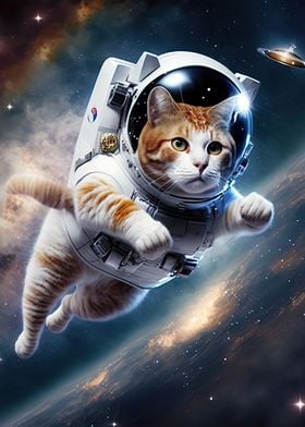 Astronaut Cat in space