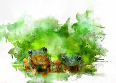 Watercolor Frogs