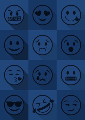 Emoji Expressions Blue