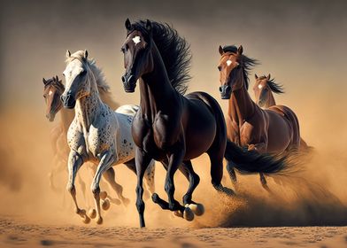 Beautiful horses running