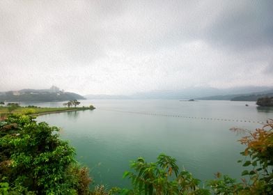 Oil Painting Sun Moon Lake