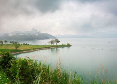 Oil Painting Sun Moon Lake