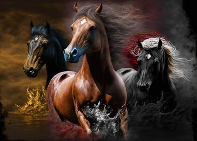 Beautiful horses running