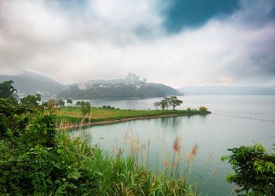 Oil Painting Sun Moon Lake