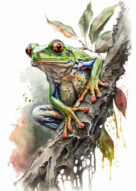 Tree frog watercolor