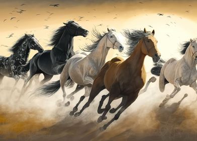 Beautiful horses running