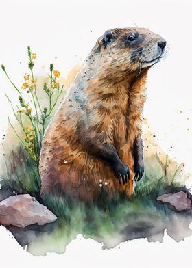 Watercolor beaver