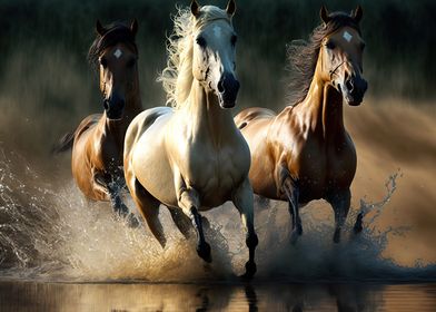 Beautiful horses running