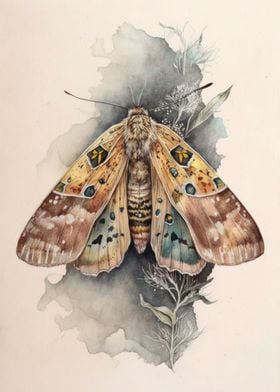 Moth Watercolor Insect