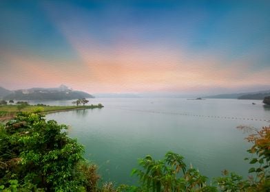 Oil Painting Sun Moon Lake