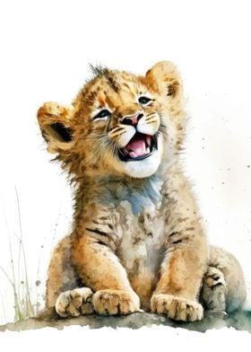 Baby Lion Watercolor