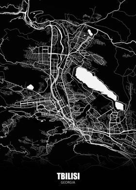 Tbilisi Georgia Dark Map