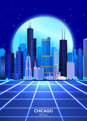 Chicago Cityscape Retro