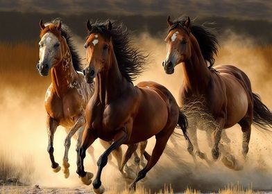 Beautiful horses running