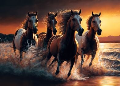 Beautiful horses running