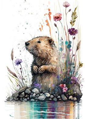 Watercolor beaver