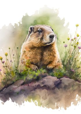 Watercolor beaver