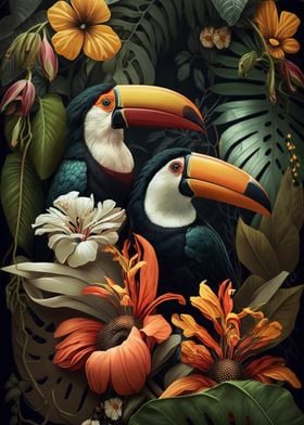 Toucan in jungle style