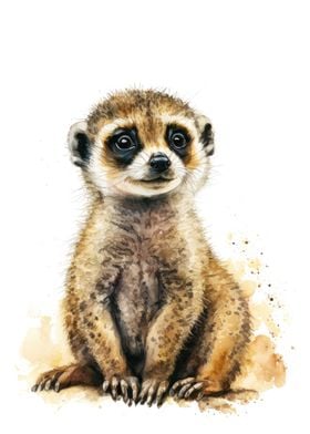 Baby Meerkat Watercolor