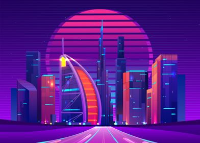 Neon Future Cityscape