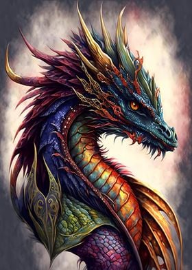 Colourful Dragon Poster