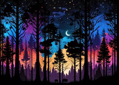 Moon and forest AI Art