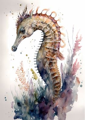 Watercolor seahorse 