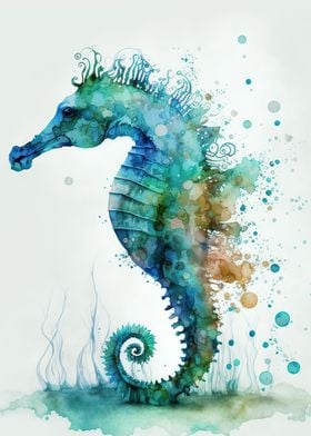 Watercolor seahorse 